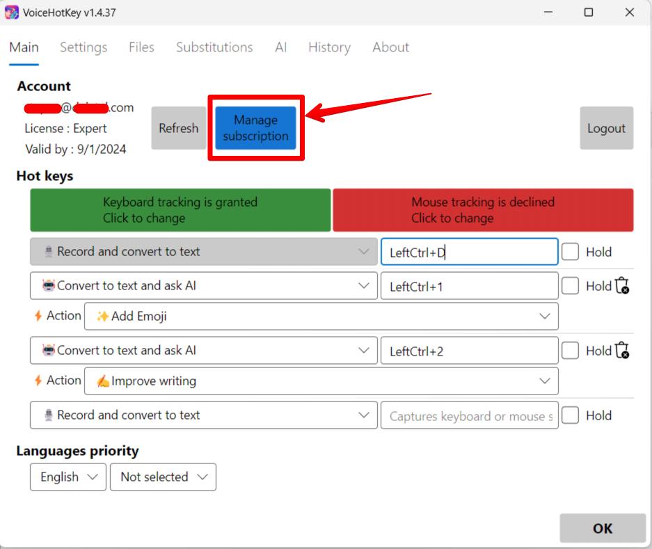 VoiceHotKey Windows Aboneliği yönet