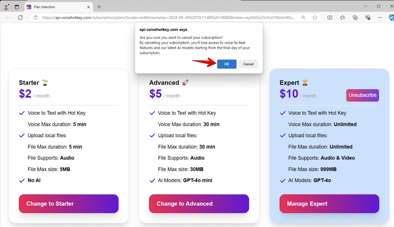 VoiceHotKey Planı İptal Et